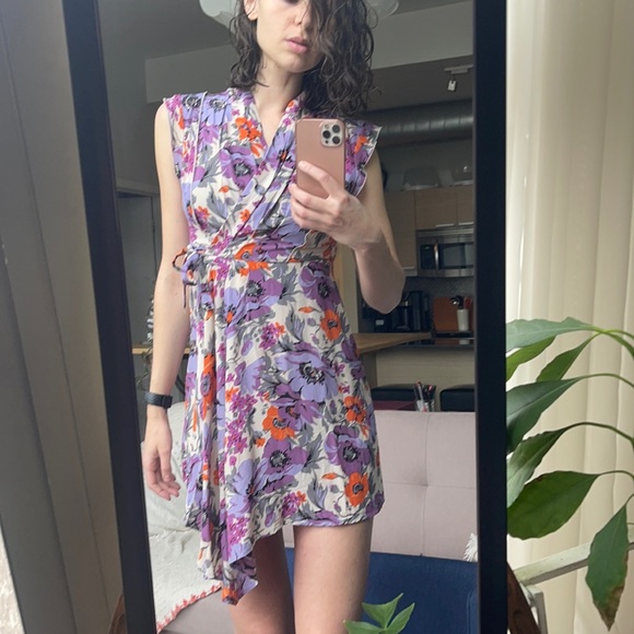 Silk Floral Wrap-Around Dress Anthropologie - Picture 3 of 5